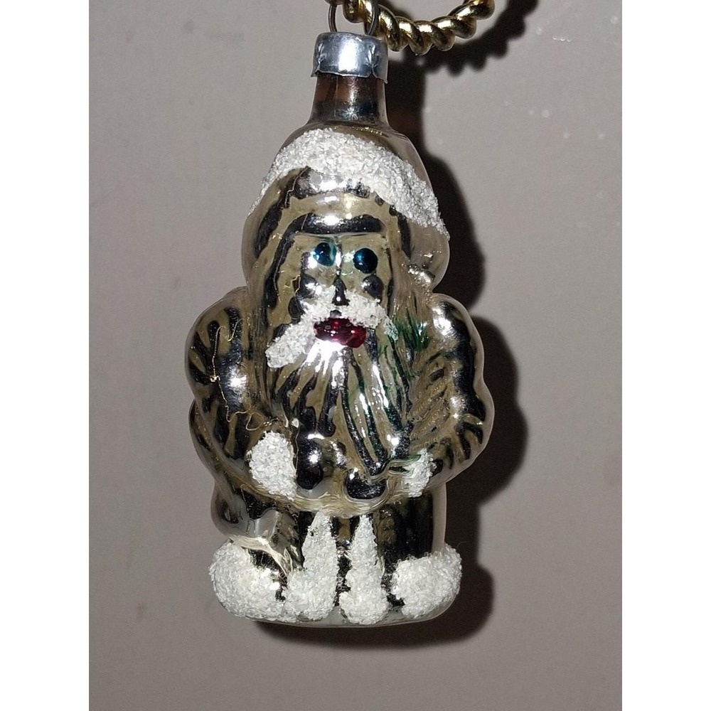Vintage West Germany Santa Claus Mercury Glass Christmas Ornament Sugared Beard
